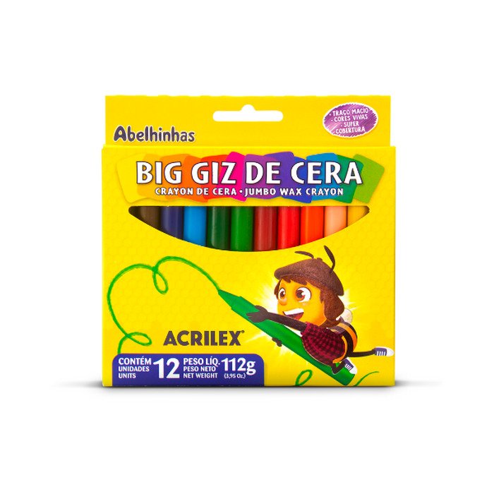 522f89630ba6295886d0a600304252b8.jpg Giz de Cera Grosso 12 Cores Acrilex - Imagem 1