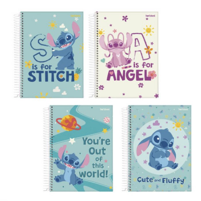 dcbbc7258adfc5edc2c75b8f0ca27938-2.jpg Caderno Universitário Stitch 160 Folhas - StarSchool - Imagem 1